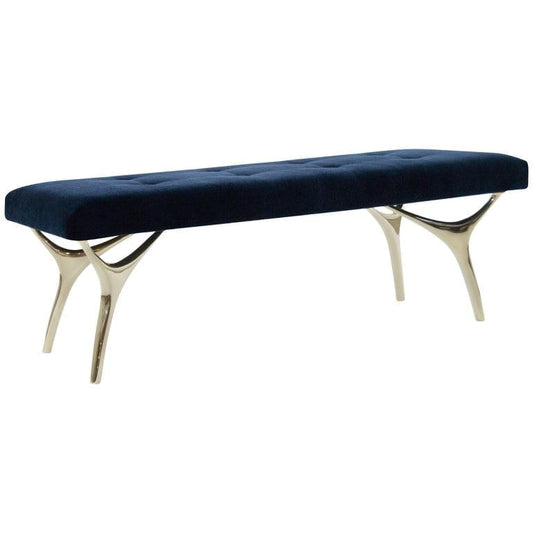 Crescent Bench in Polished Brass