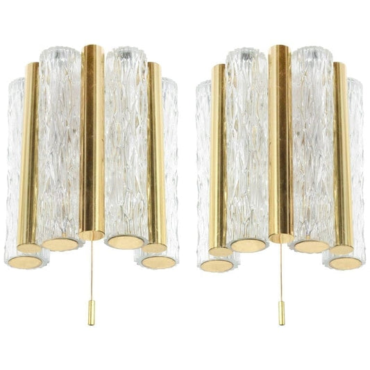 Murano Glass and Brass Sconces by Doria Leuchten, Germany 1950s