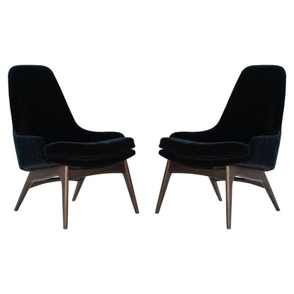 Set of Slipper Chairs by Adrian Pearsall in Navy Mohair, 1950s