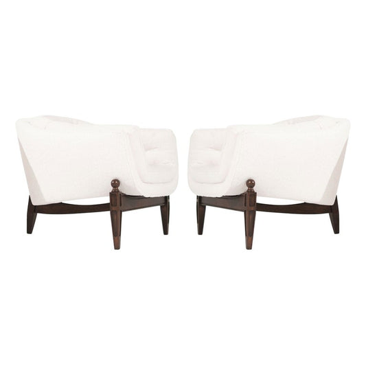 Set of Transitional Tripod Lounge Chairs in Wool, circa 1950s