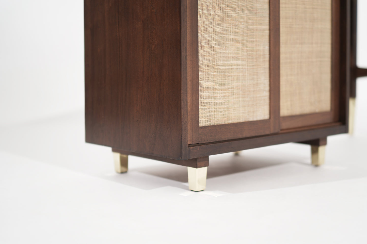 Refined Walnut Desk with Brass Accents, Italy, circa 1950s