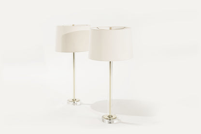 Glass and Brass Table Lamps, C. 1960s