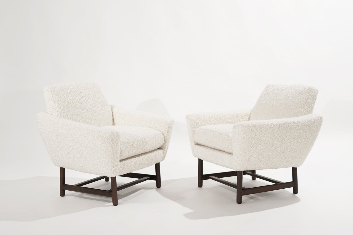 Sculptural Low-Profile Lounge Chairs in Bouclé, Denmark, 1950s