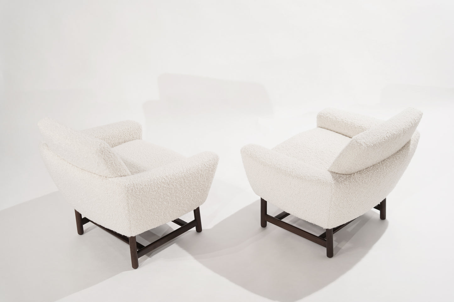 Sculptural Low-Profile Lounge Chairs in Bouclé, Denmark, 1950s