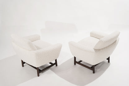 Sculptural Low-Profile Lounge Chairs in Bouclé, Denmark, 1950s