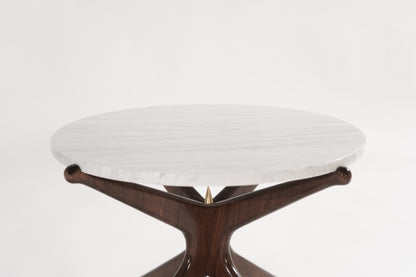 Modernist Gazelle End Table in Walnut and Marble