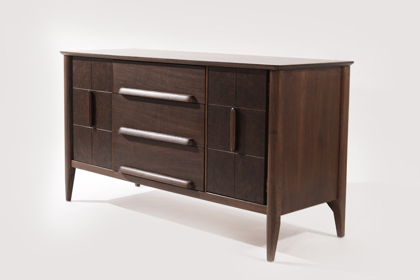 Distinctive Walnut Burl Wood Front Credenza, 1950s