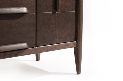 Distinctive Walnut Burl Wood Front Credenza, 1950s