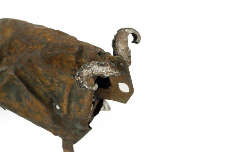 Handcrafted Iron Bull Sculpture, circa 1980s