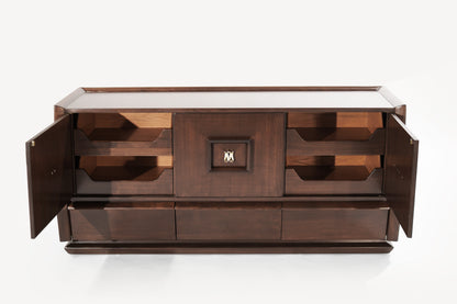 Modernist Dresser in Walnut, Italy 1950s